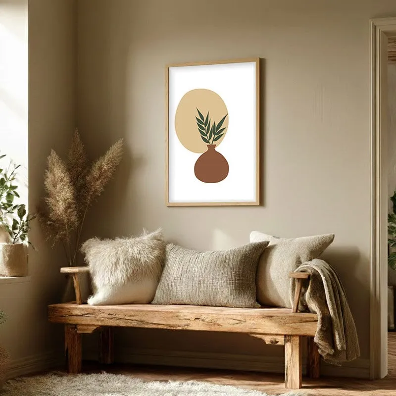 Sage Pot Canvas Wall Painting With Brown Frame media 4