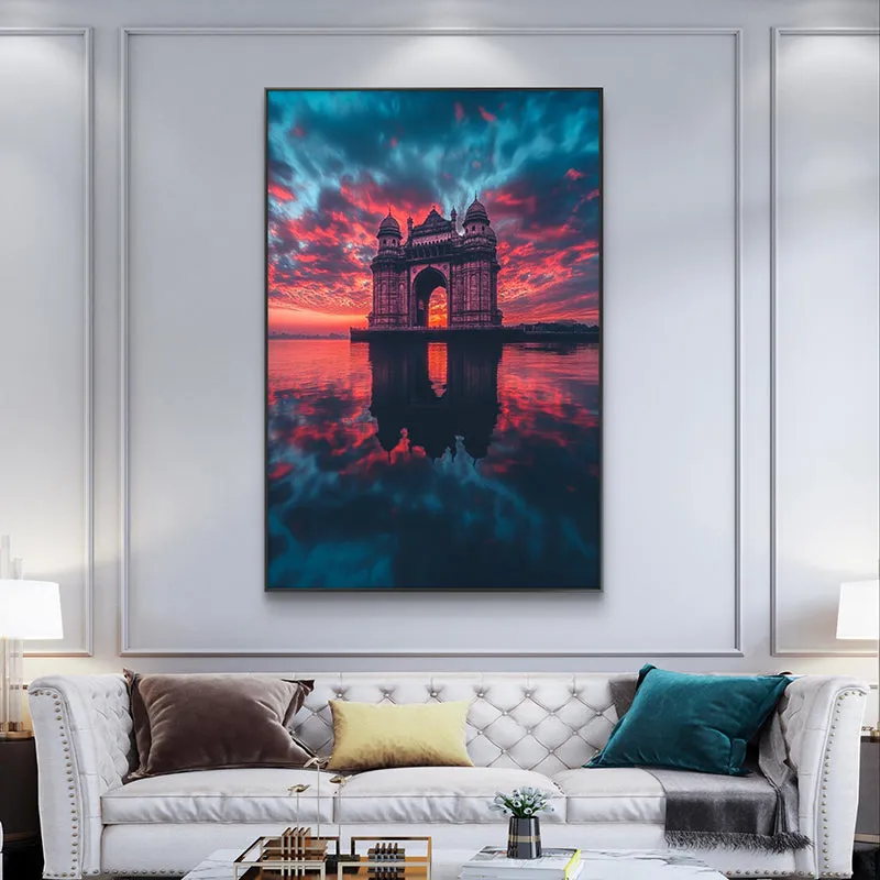 Moody Gateway Of India Wall Painting media 1