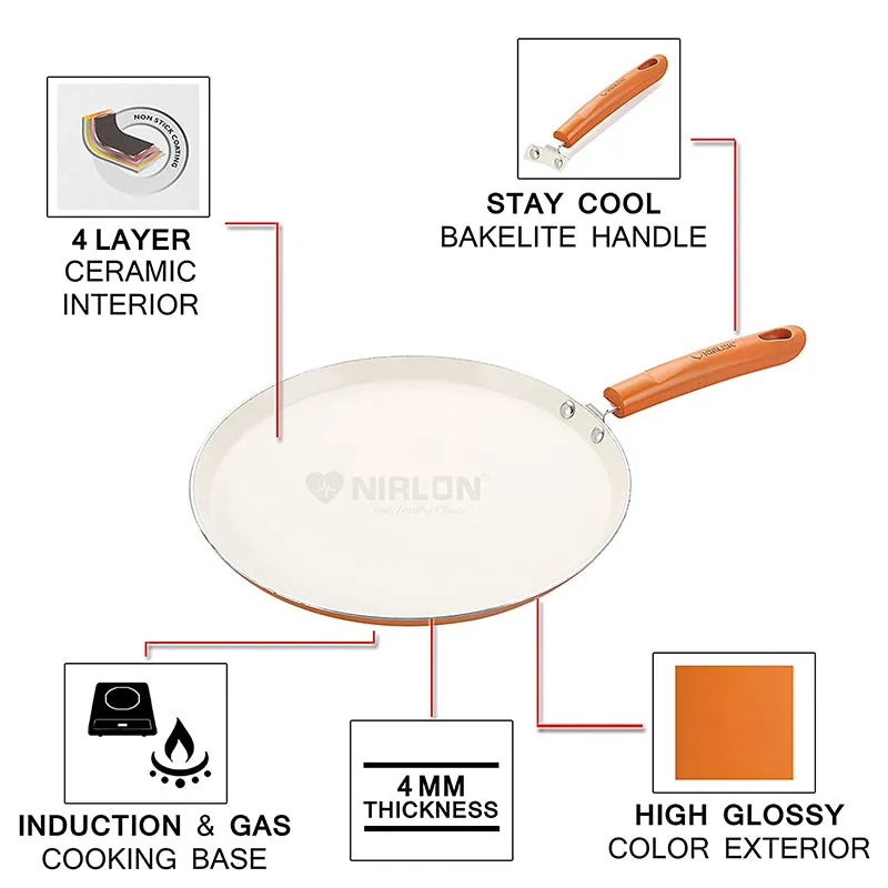Nirlon Orange Ceramic Coating Dosa Tawa - 28 cm media 3