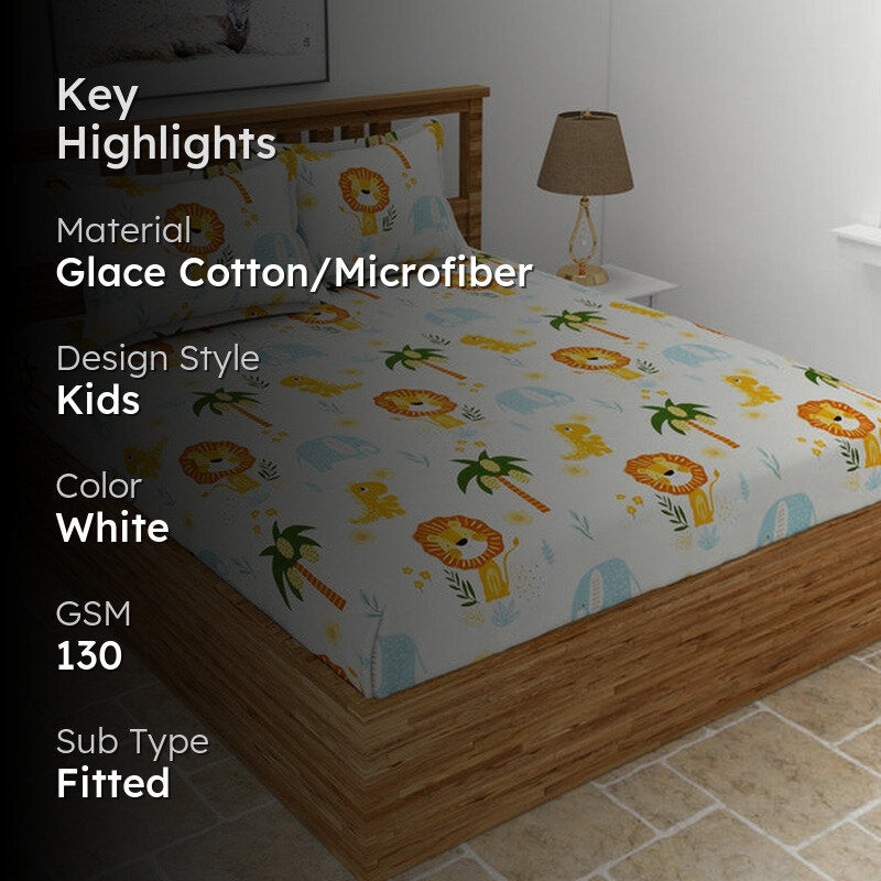 Madagascar Kids Microfiber Bedsheet (Off White) - 130 GSM media 2