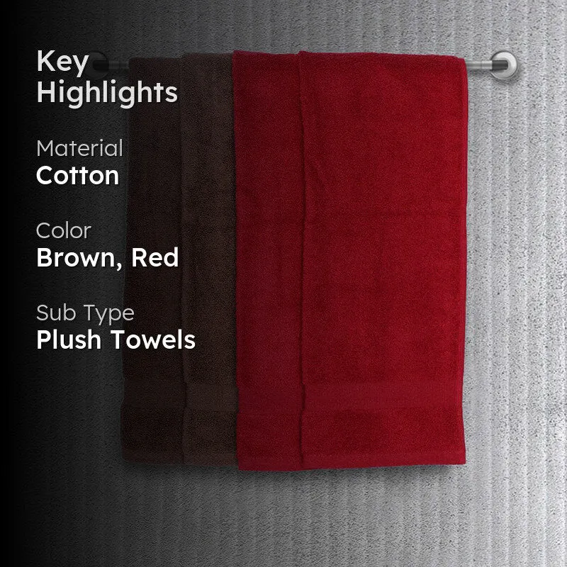 Nuage Cotton Hand & Face Towel (Red & Brown) - Set Of Four media 2