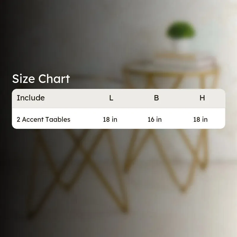 Size chart graphic for two accent tables