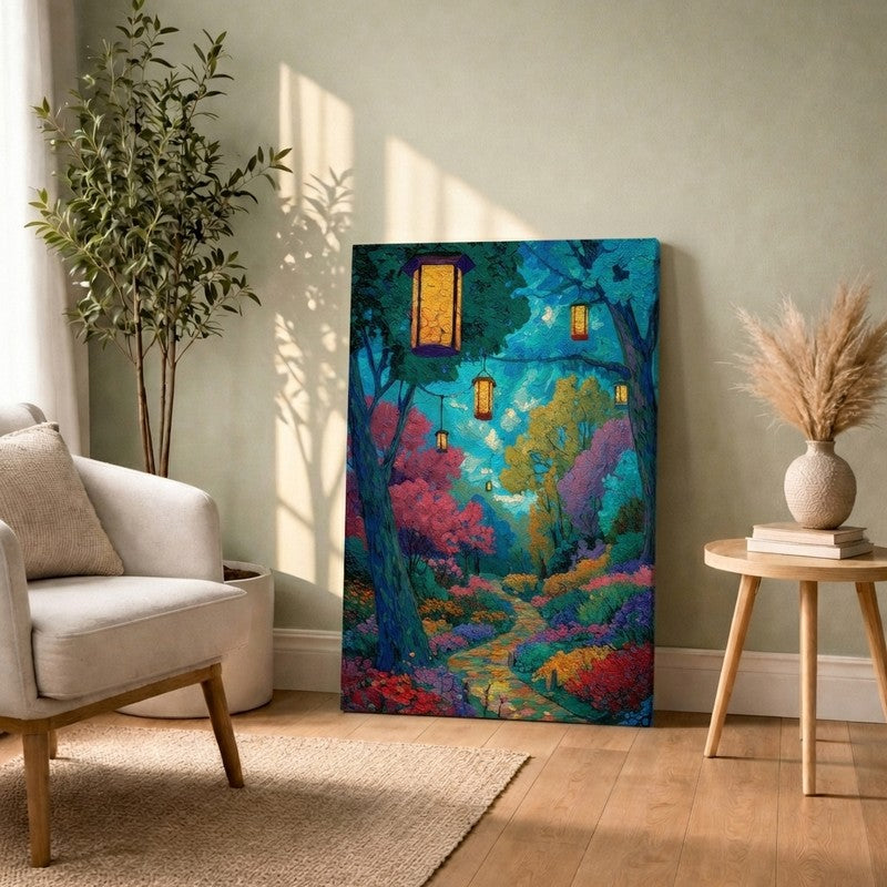 Enchanted Lantern Forest Canvas Wall Art