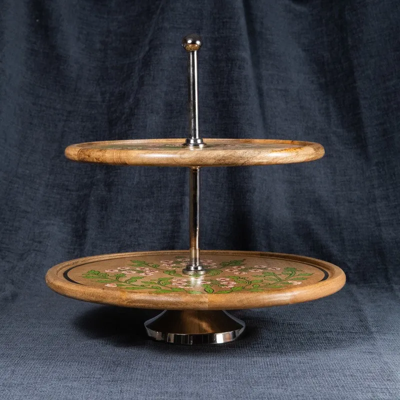 Blossom Charm Floral Wooden Two-Tier Cake Stand media 5
