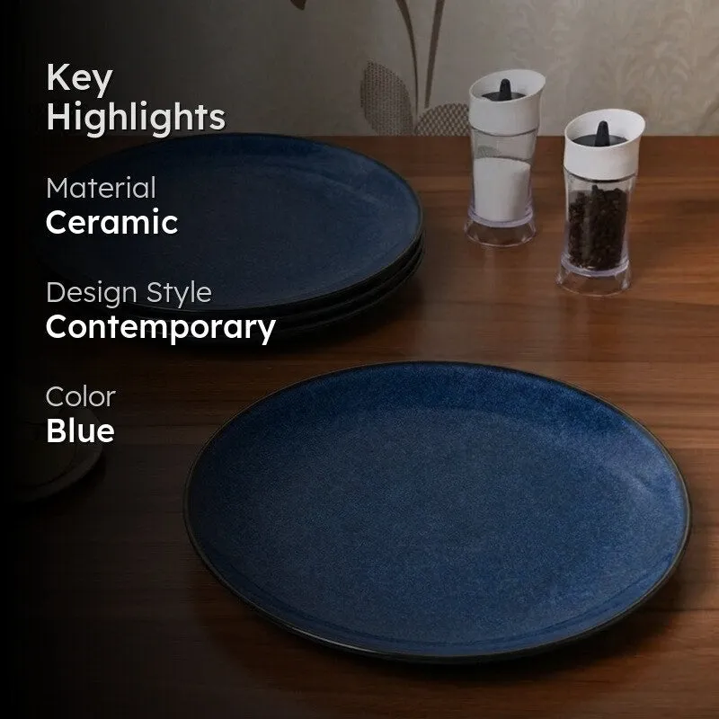 Ceramic Dinner Plates (Blue) - Set of Four media 2