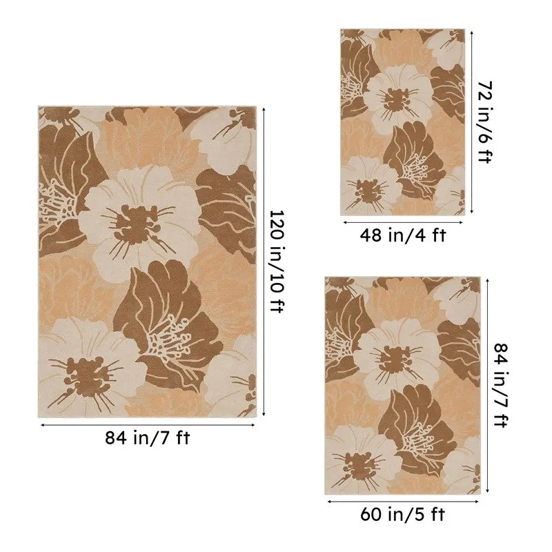 Anrion Hand Tufted Floral Wool & Nylon Carpet - Peach media 15