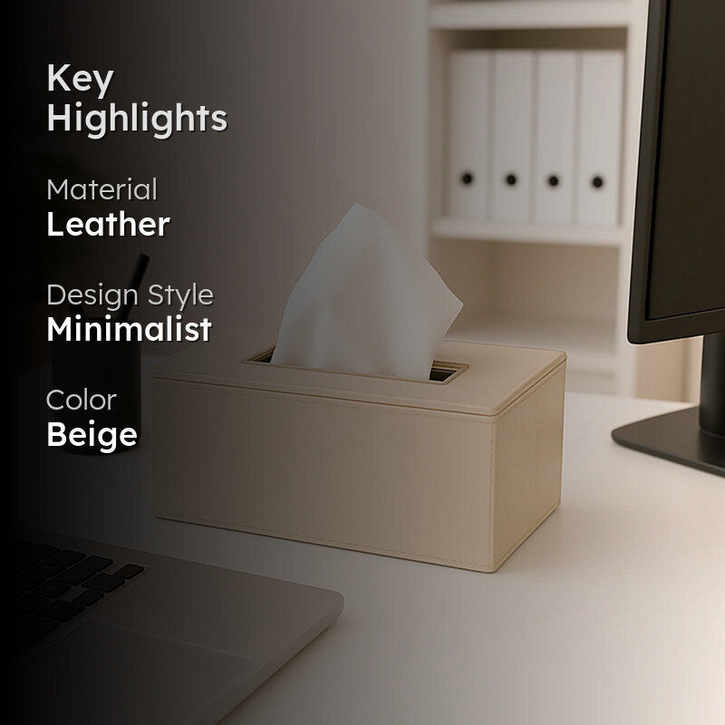 Elvan Faux Leather Tissue Holder - Cream media 2