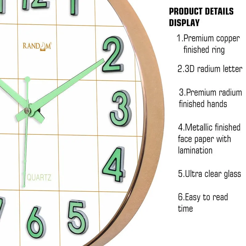 Opulent Analog Plastic Wall Clock - Gold & Green media 8