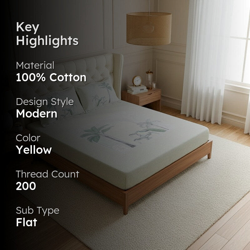 Regal Oasis Cotton Bedsheet (Yellow) - 200 TC media 2