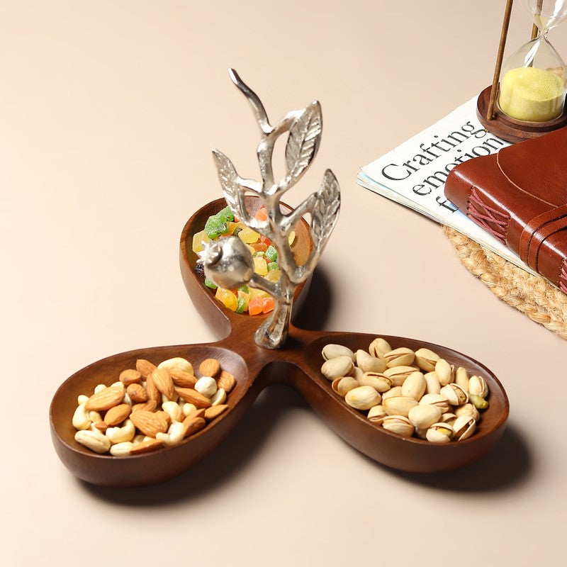 Rustica Wood Serving Tray - Silver,Brown
