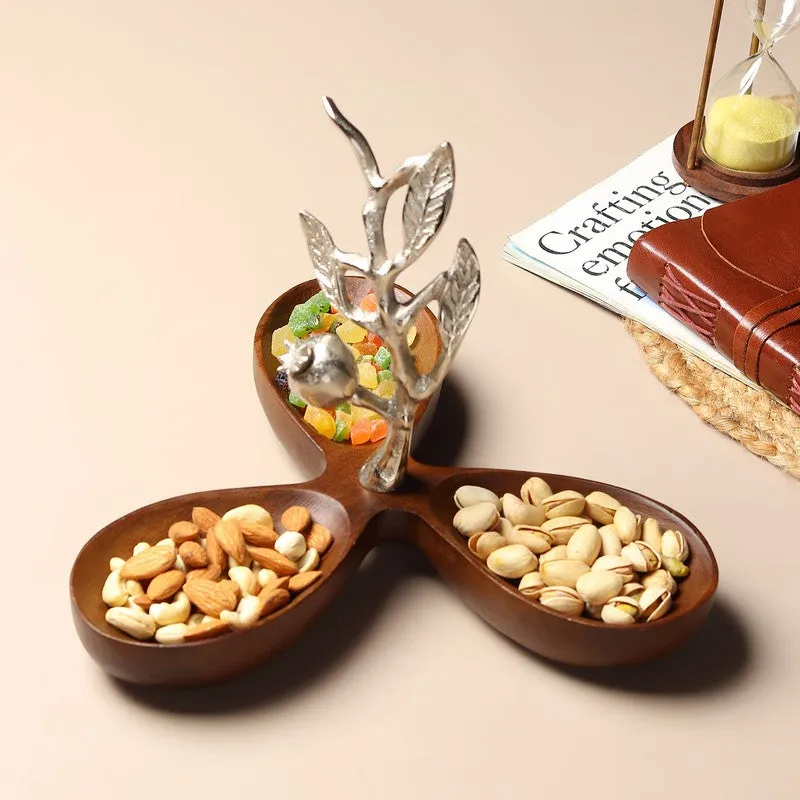 Rustica Wood Serving Tray - Silver,Brown media 1