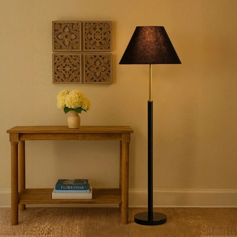 Halo Beam Wooden Floor Lamp - Black media 1