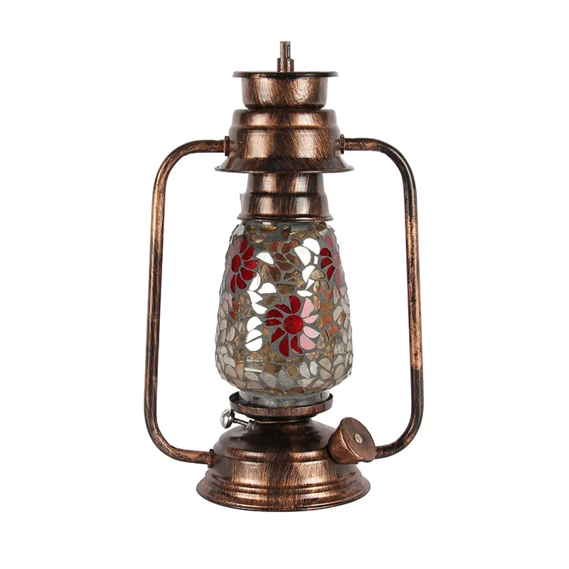 Phoolkari Mosaic Lantern Iron Table Lamp - Multicolor media 4