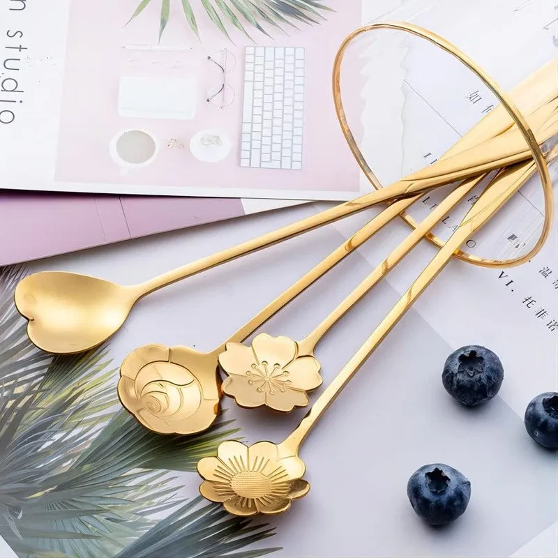 Prime Petal Steel Desert Spoon - Set of Four media 4