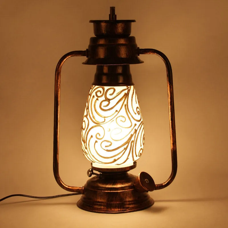 Saagar Mosaic Lantern Iron Table Lamp - Brown,Gold media 4