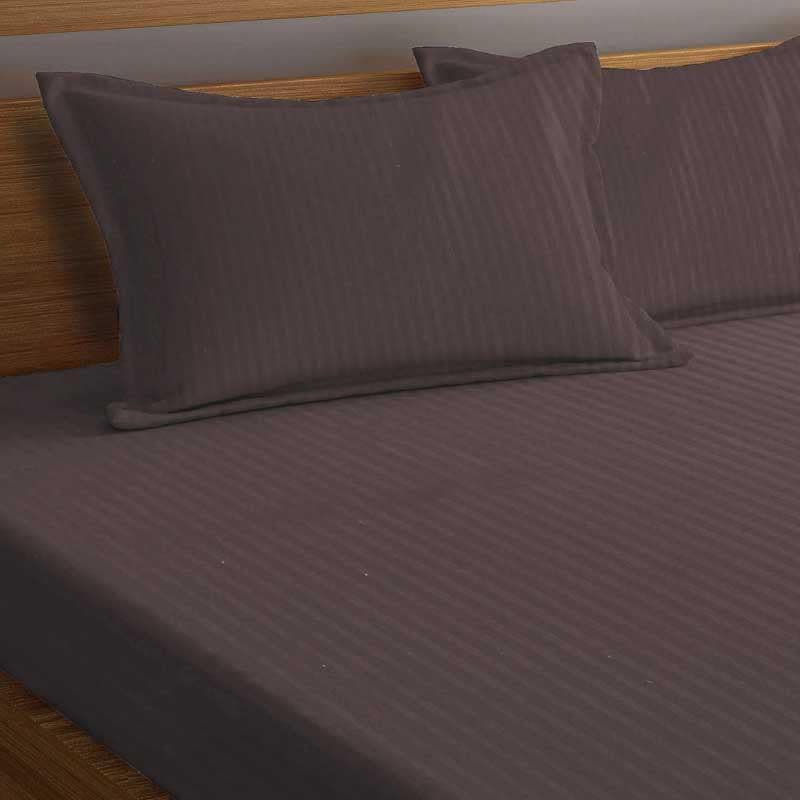 Cora Stripe Microfiber Bedsheet (Brown) - 130 GSM media 4