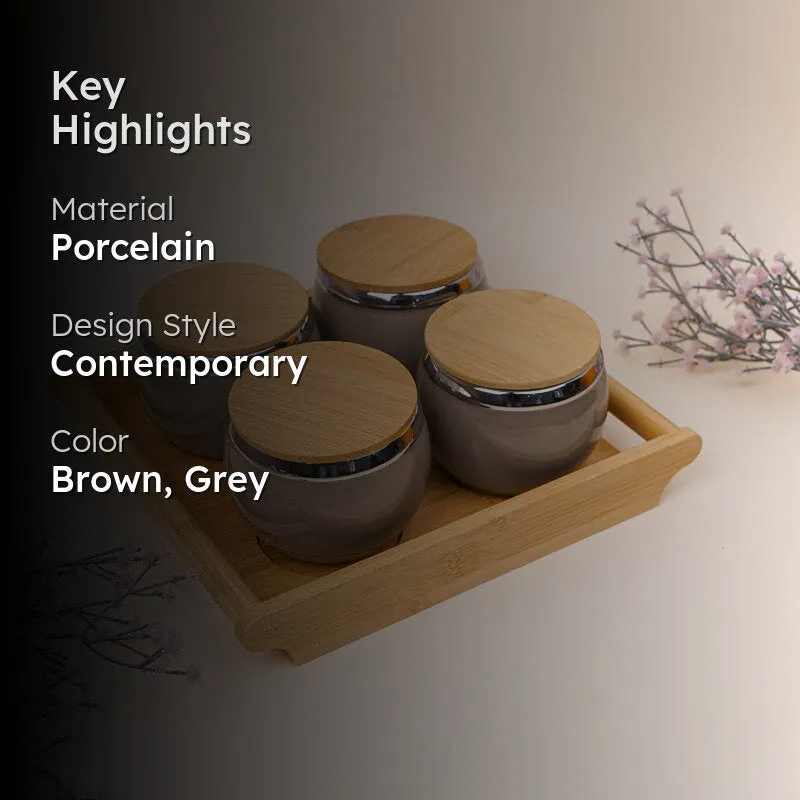 Lira Brown Dry Fruit Container With Tray (360 mL Each) - Five Piece Set media 2