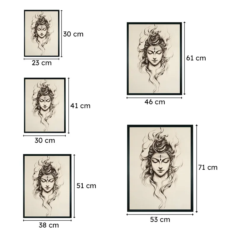 Shiva Sketch Canvas Wall Art With Resin Frame media 9