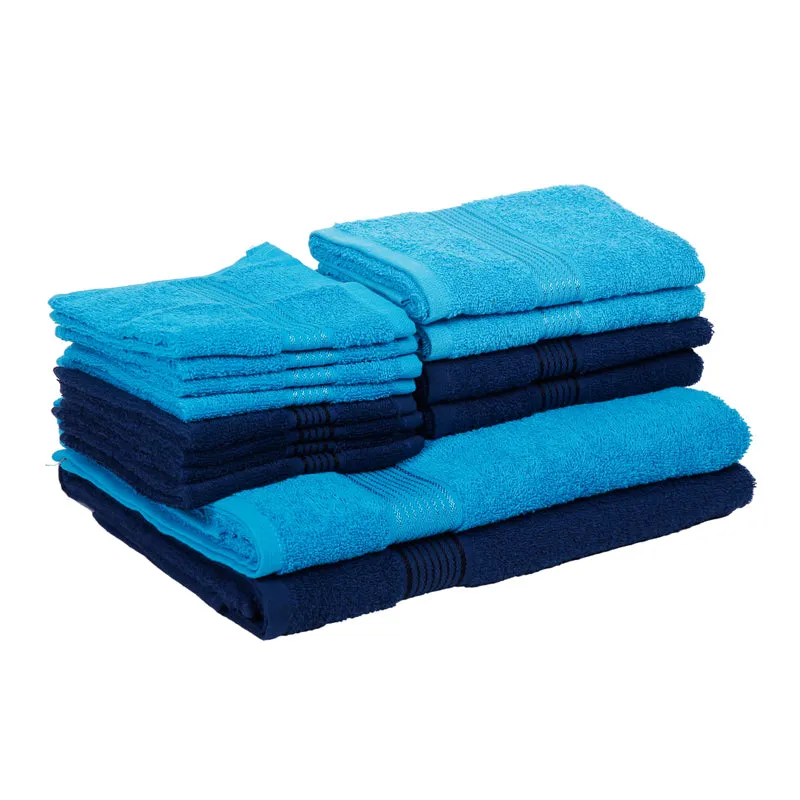 Comfora Towel Set (Sky Blue,Blue) - Fourteen Piece Set media 4
