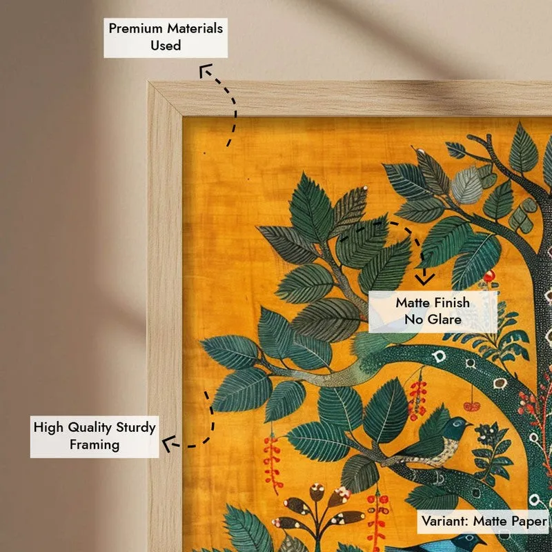 Tree of Life Canvas Wall Painting With Brown Frame media 9