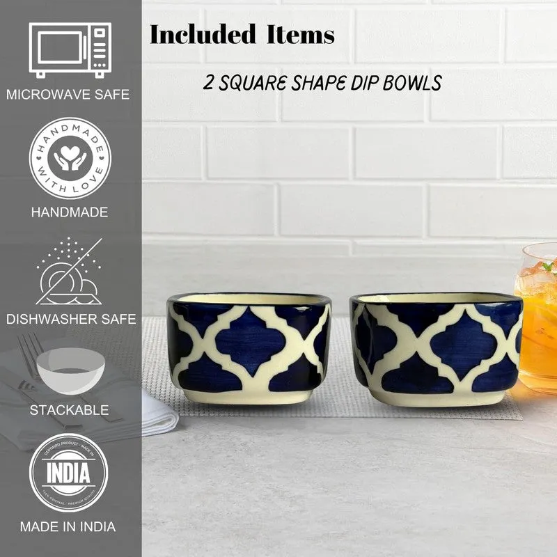 lanix Ceramic Dip Bowls (Blue,White ,50 mL Each) - Set Of Two media 6