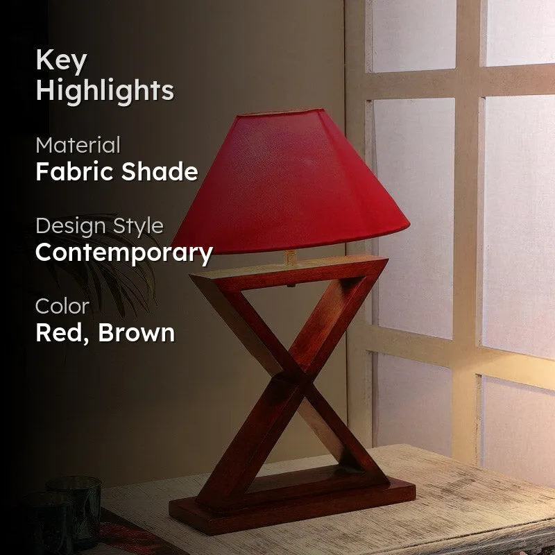 Rosu Mijori Fabric Table Lamp - Red,Brown media 2