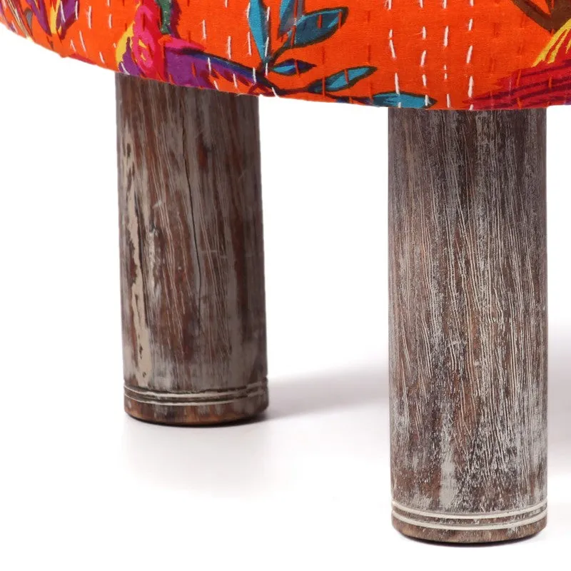 Rverix Acacia Wooden Ottomans - Orange media 5