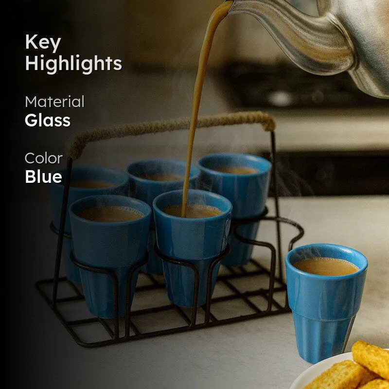 Terra Vibe Kulhad (120 mL,Blue) - Seven Piece Set media 2
