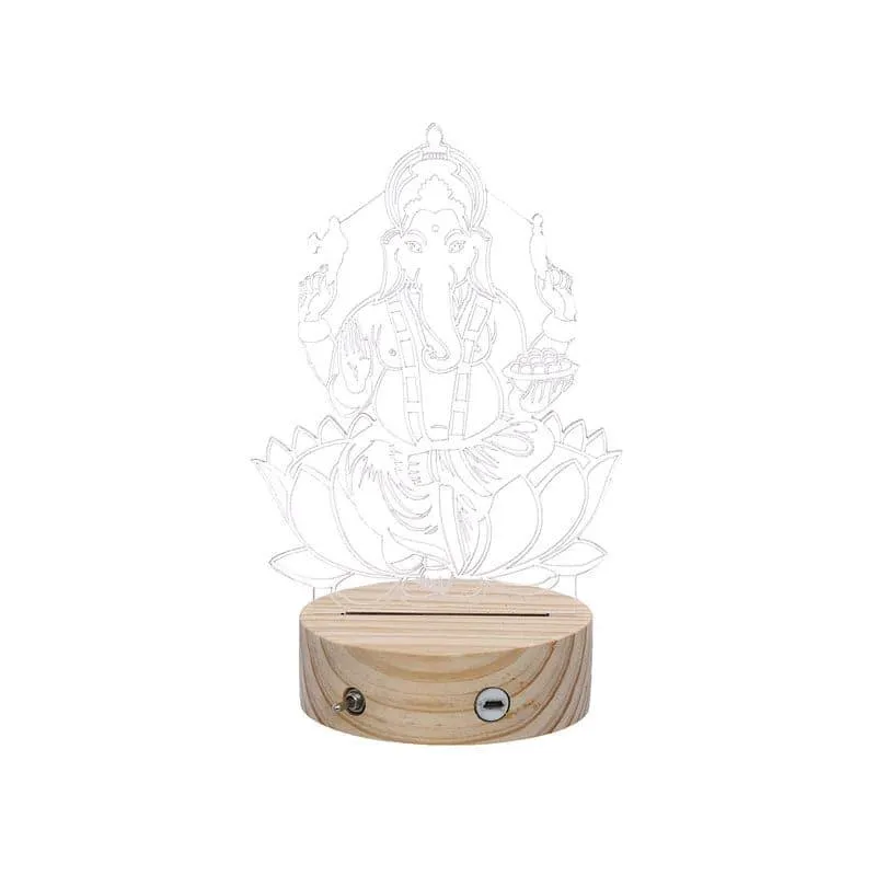 Lord Ganapati Luminance LED Acrylic Table Lamp - Brown media 4