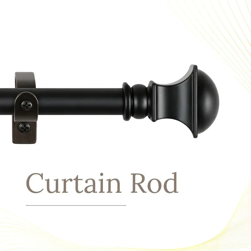 Cubera Extendable 1" Single Curtain Rod With Round Finial & Brackets media 2