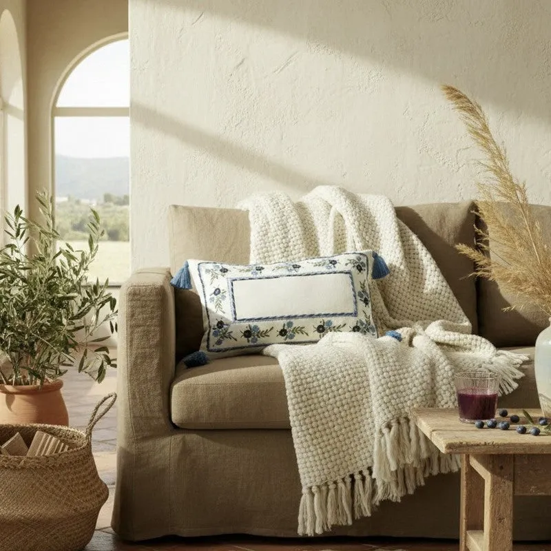 Flowera Embroidered Cotton Linen Cushion cover media 5