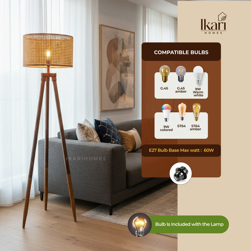 Tripod Glow Acacia Wood Floor Lamp media 9