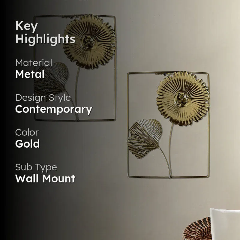 Sculpted Flora Metal Wall Accent - Set Of Two - 2