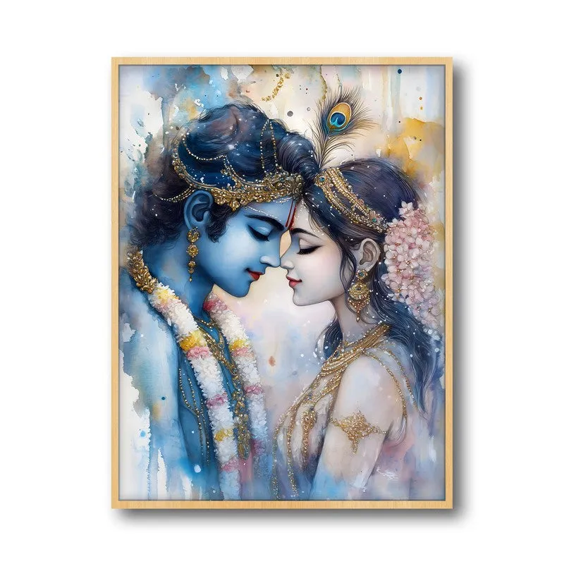 Radhe Gopala Spiritual Archival Paper Wall Painting - Natural Brown Frame media 5