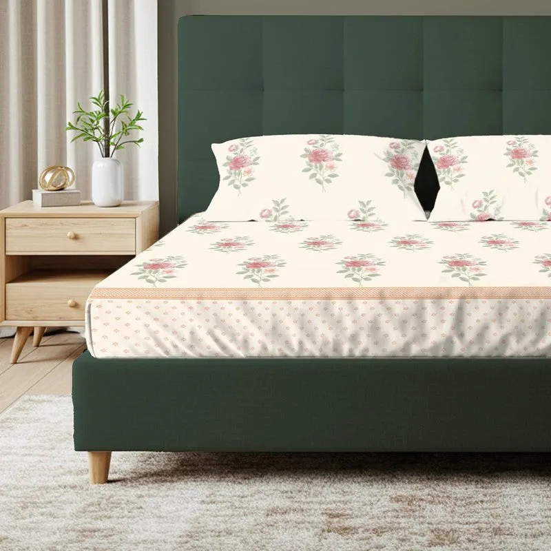 Urban Space Soft Floralux Fitted Cotton Bedsheet (Dark Pink) - 200 TC media 5