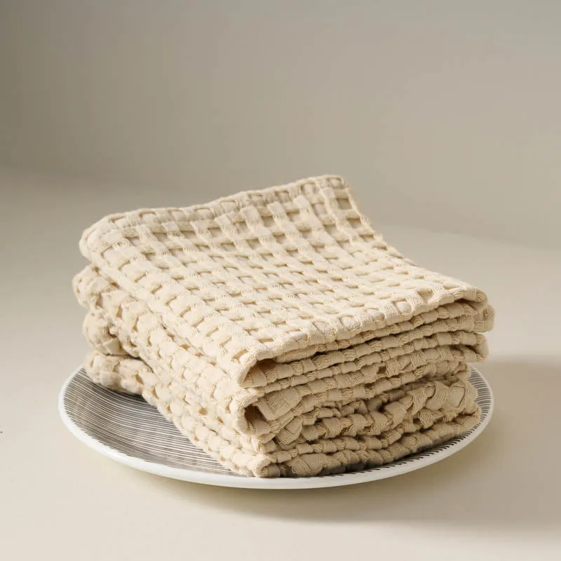 Fluffy Waffle Face Towel (Beige) - Set of Four media 1