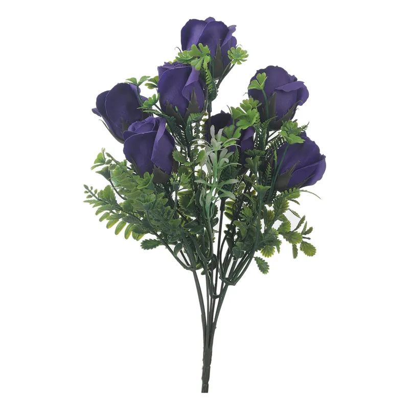 Faux Violet Plastic Rose Bunch - Set Of Two media 3