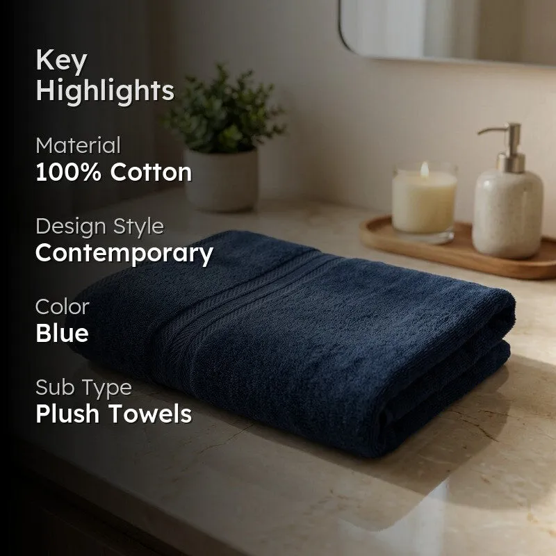 PlushAura Cotton Bath Towel (Dark Blue) media 2