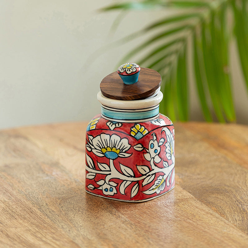 Rang-E-Gul Handpainted Ceramic Jar - 410 mL