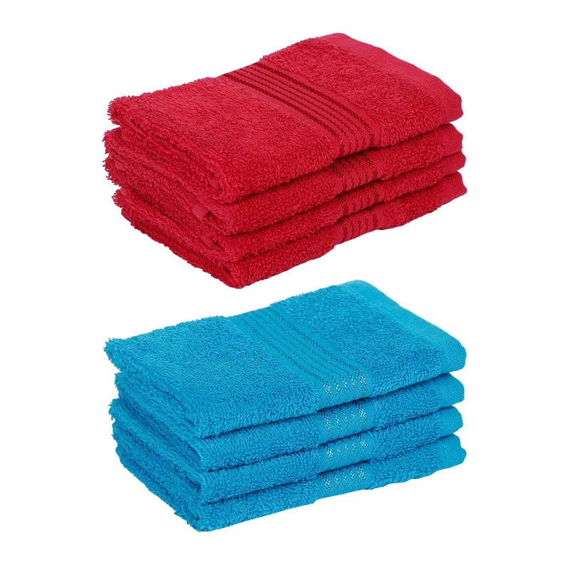 Bodil Face Towel (Red,Sky Blue) - Set Of Eight media 5