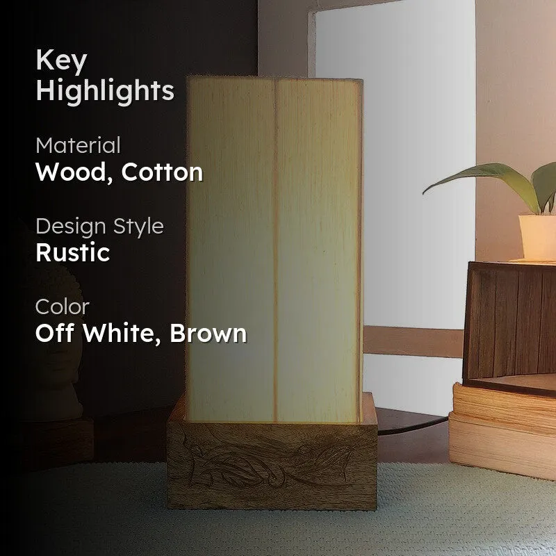 Divanebeam Cotton & Wooden Table Lamp - OffWhite media 2