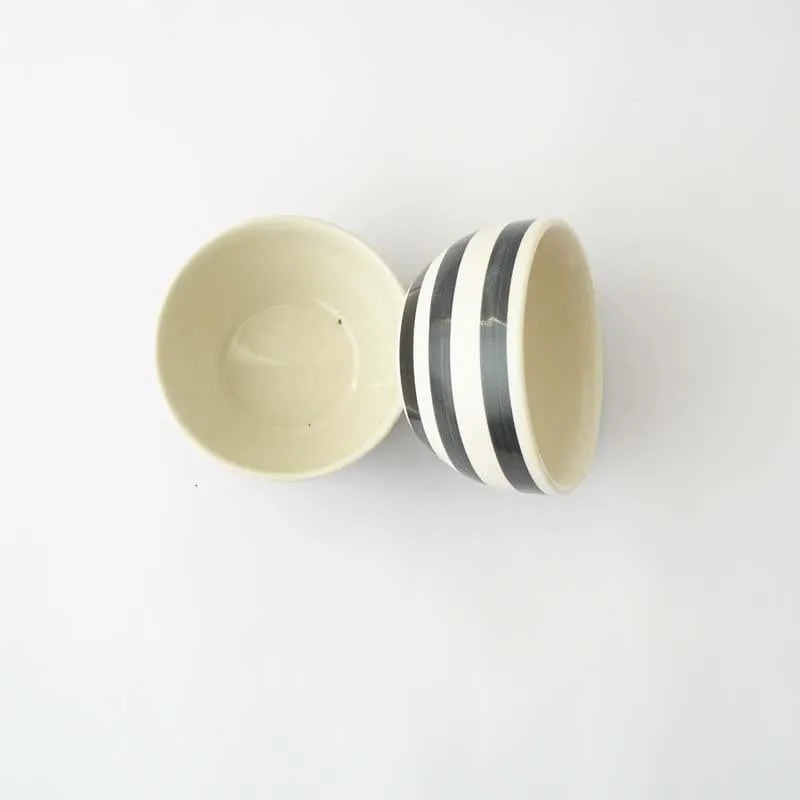 Navy Stripes Ceramic Bowl - Set Of Two media 4