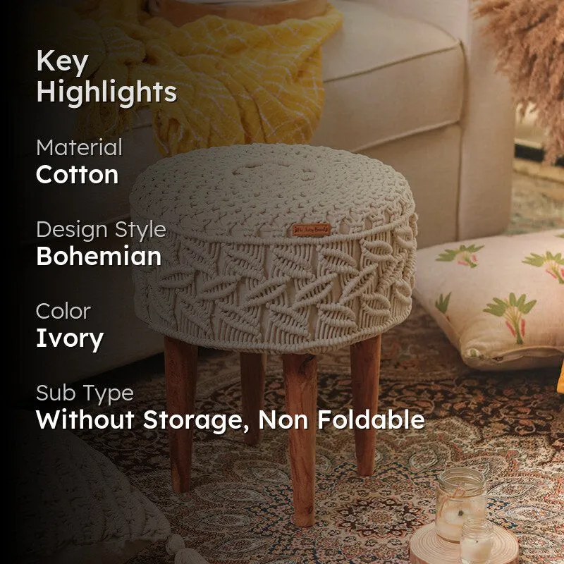 Maha Boho Handcrafted Macrame Stool media 2