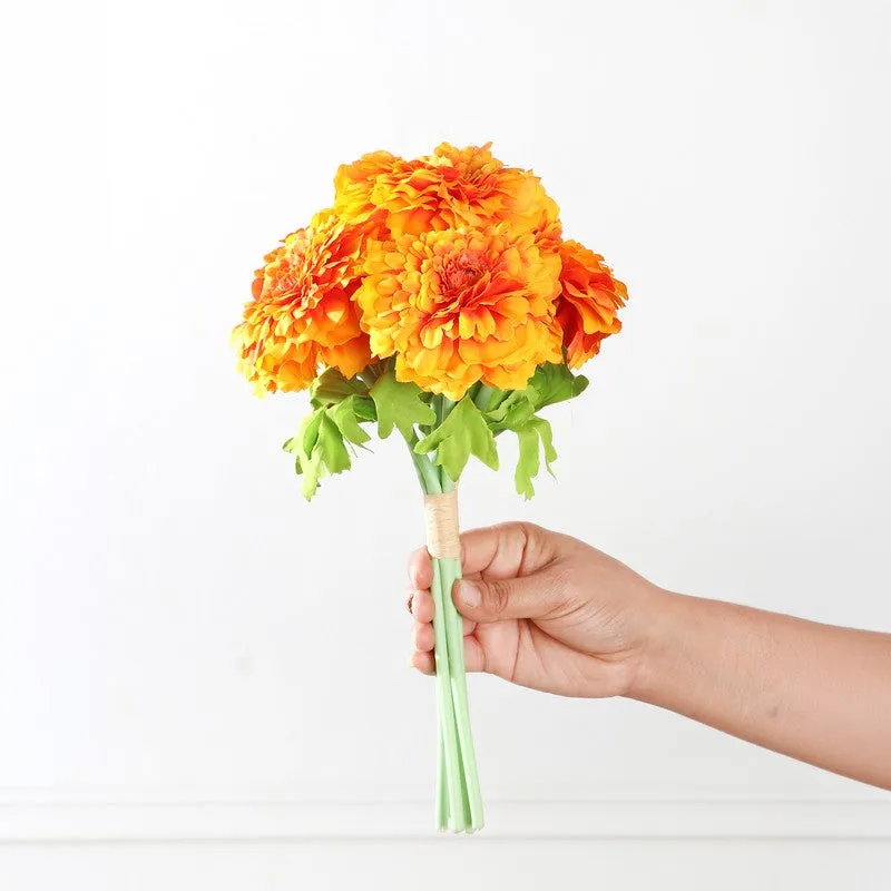 Marigold Artificial Flower Bunch - Orange media 3