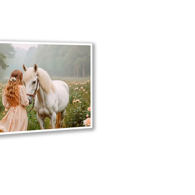 Girl & Horse Wall Art with White Frame media 5