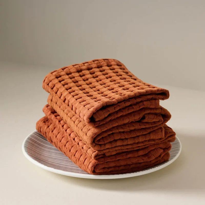 Cloud Soft Waffle Face Towel (Brown) - Set Of Four media 1