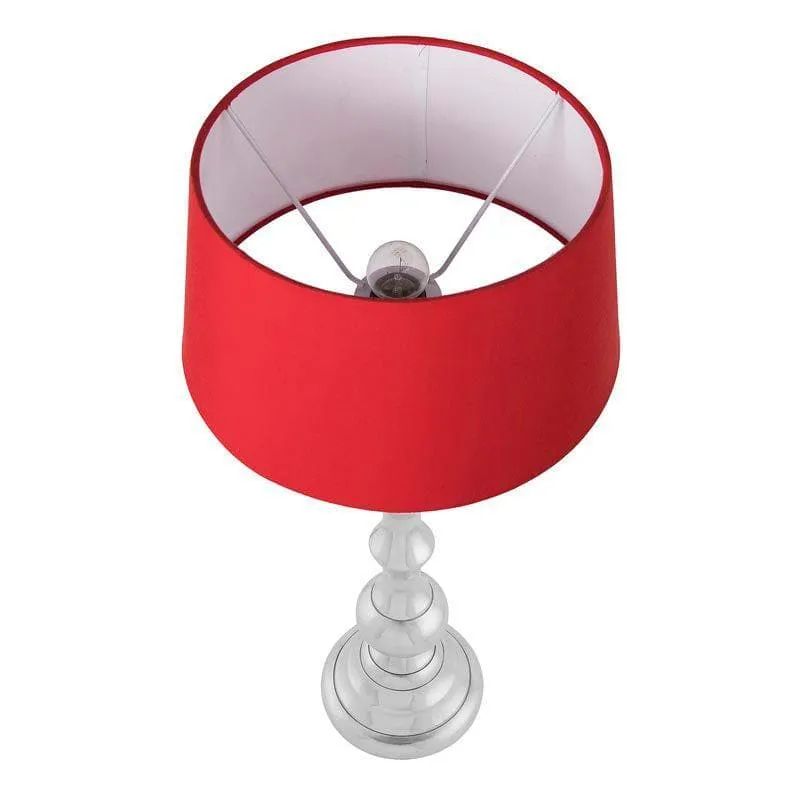 Graceful Gleam Silver Fabric Table Lamp - Silver,Red media 3