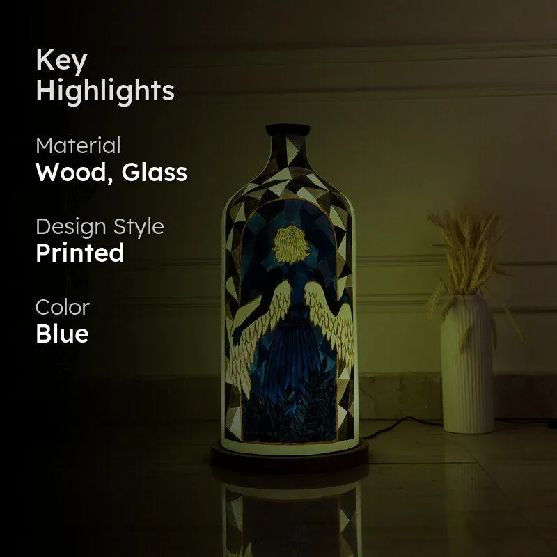 Lady In Blue Hand Painted Glass Floor Lamp media 2