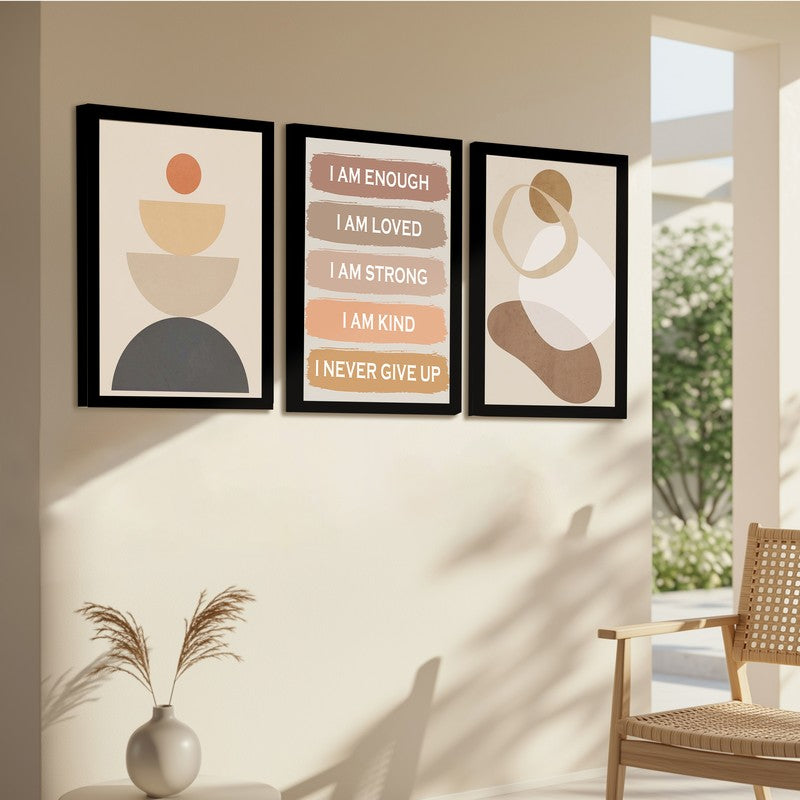 Motivational Affirmations Paper Wall Painting With Frame - Set Of Three media 5
