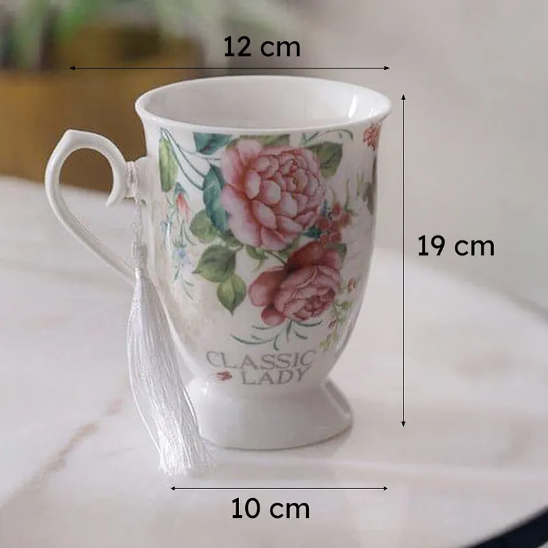 Rosy Ceramic Coffee Mug (350 mL Each) - Set of Two media 4